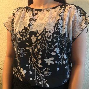 Black floral blouse